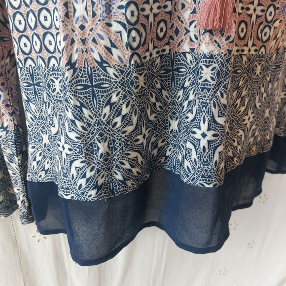 Vintage America Boho Blouse Top Medium blue pink - Picture 4 of 13